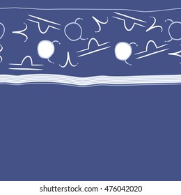 Horizontal seamless  pattern of zodiac signs, stripes. Hand drawn.