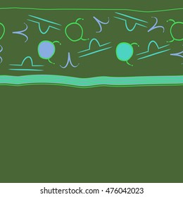Horizontal seamless  pattern of zodiac signs, stripes. Hand drawn.