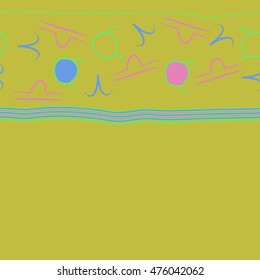 Horizontal seamless  pattern of zodiac signs, stripes. Hand drawn.