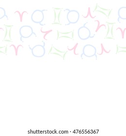 Horizontal seamless  pattern of zodiac signs. Hand drawn.