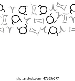 Horizontal seamless  pattern of zodiac signs. Hand drawn.