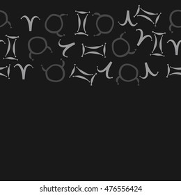 Horizontal seamless  pattern of zodiac signs. Hand drawn.