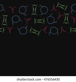 Horizontal seamless  pattern of zodiac signs. Hand drawn.