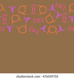 Horizontal seamless  pattern of zodiac signs. Hand drawn.