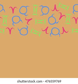 Horizontal seamless  pattern of zodiac signs. Hand drawn.