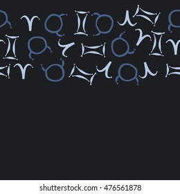Horizontal seamless  pattern of zodiac signs. Hand drawn.