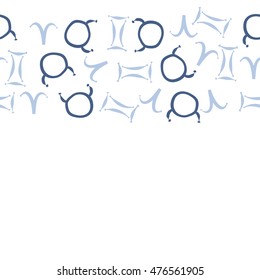 Horizontal seamless  pattern of zodiac signs. Hand drawn.