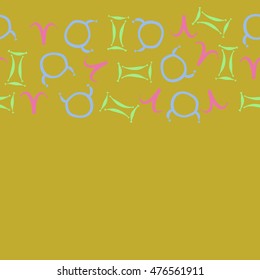 Horizontal seamless  pattern of zodiac signs. Hand drawn.