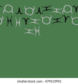 Horizontal seamless pattern with zodiac signs. Hand drawn.
