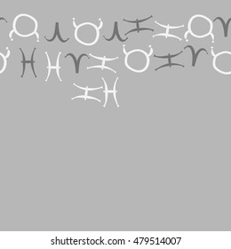 Horizontal seamless pattern with zodiac signs. Hand drawn.