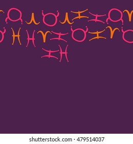 Horizontal seamless pattern with zodiac signs. Hand drawn.