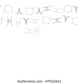Horizontal seamless pattern with zodiac signs. Hand drawn.