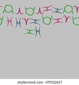 Horizontal seamless pattern with zodiac signs. Hand drawn.