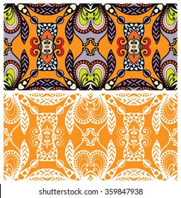 Horizontal seamless patterns collection, floral geometric and lace texture for banners design, Wedding, Valentine's day, greeting Cards or Birthday Invitations, fabric or paper print. 
