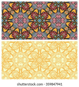 Horizontal seamless patterns collection, floral geometric and lace texture for banners design, Wedding, Valentine's day, greeting Cards or Birthday Invitations, fabric or paper print. 