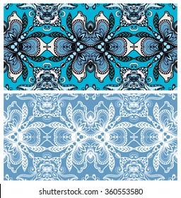 Horizontal seamless patterns collection with floral geometric and lace texture for Wedding, Bridal, Valentine's day, greeting cards or Birthday Invitations, banners design, fabric or paper print. 