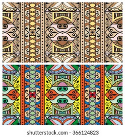 Horizontal seamless patterns collection with floral geometric texture for Wedding, Bridal, Valentine's day, greeting cards or Birthday Invitations, banners design, fabric or paper print.