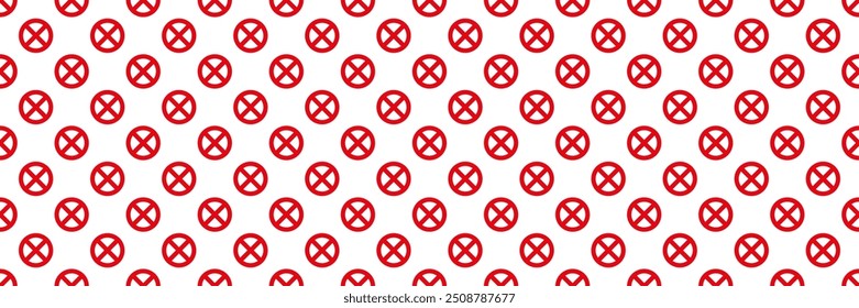 horizontal seamless of red crossed no entry sign design for pattern and background.