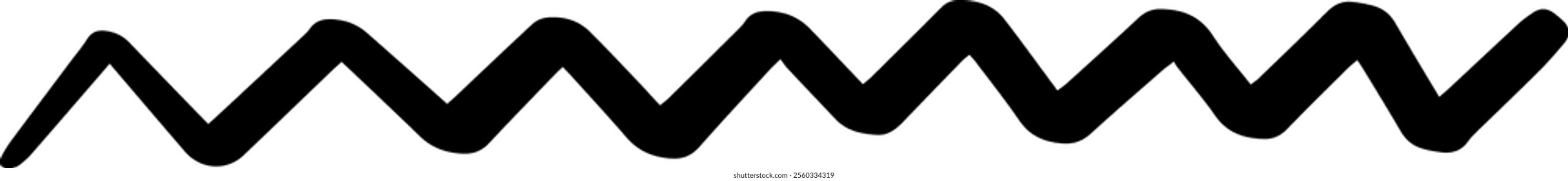 Horizontal seamless repeating geometric pattern of black zigzag lines creating a simple and minimalist decorative element on a clean white background