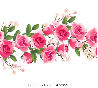 Horizontal seamless rose pattern