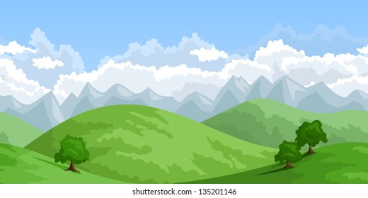 Horizontal Seamless Summer Landscape Vector Illustration Stock Vector ...