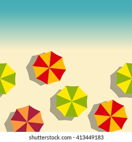 horizontal seamless summer on the beach with umbrellas. vector  illustration