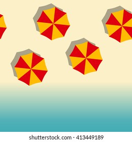 horizontal seamless summer on the beach with umbrellas. vector  illustration