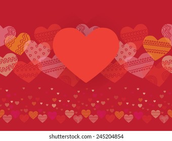 horizontal seamless texture with hearts, background on Valentine's Day