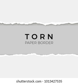 Horizontal seamless torn paper edge. Rough broken border of paper stripe. Vector illustration
