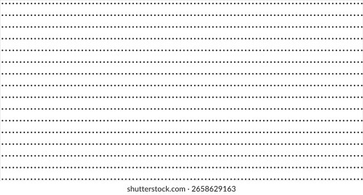 Horizontales puntos negros de Vector sin costura sobre fondo blanco. Plantilla de fondo de tecnología de rejilla de puntos sin fisuras.