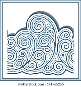Horizontal seamless wave border, vector illustration