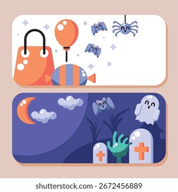 Horizontal Set of Colorful Halloween Posts