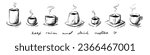 Horizontal set of hand-drawn coffee cups. Stylized sketch coffee. Keep calm and drink coffee. Isolated.