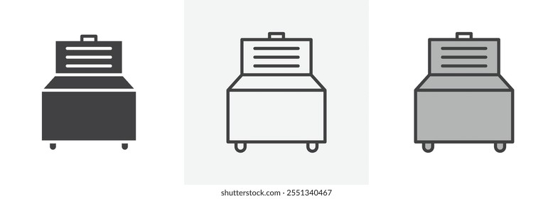 Horizontaler Shop Kühlschrank Ikonenpaket. Vektorgrafik. EPS10