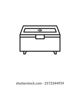 Horizontal shop refrigerator icon Vector flat thin line illustration