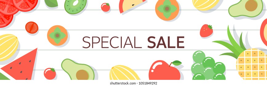 Horizontal shopping banners with fruit