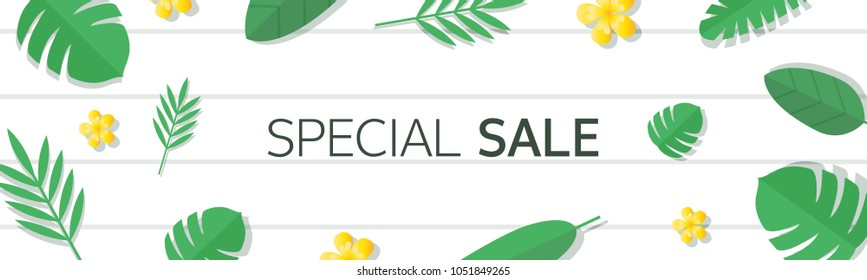 Horizontal shopping banners with Tropical leaf