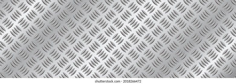 horizontal silver diamond plate design for pattern and background.