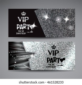 Horizontal silver Vip  cards. Vector illustration