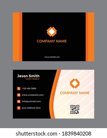 Horizontal Simple Orange Business card Template