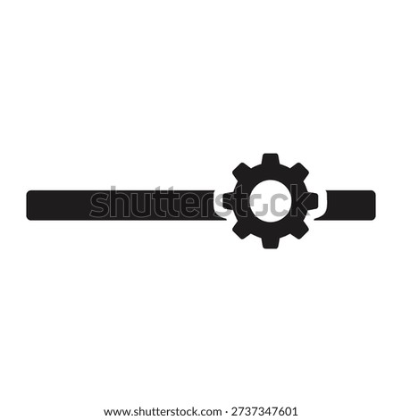 Horizontal slider bar with mechanical gear icon representing configuration settings adjustment process control system parameter level modification tool