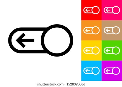 Horizontal Slider. Unlock. Line Icon With Different Color Background.