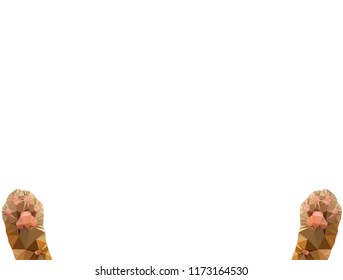 Horizontal small Cat's paw isolated on white background, red orange kitty low polygon, animal crystal design illustration, modern geometric graphic