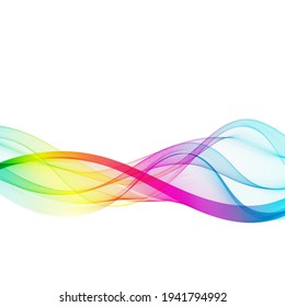 Horizontal smoke wave rainbow abstract background, vector design element