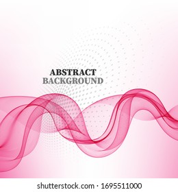 
Horizontal smoky pink vector wave on an abstract background. Smooth lines Waves. Design element