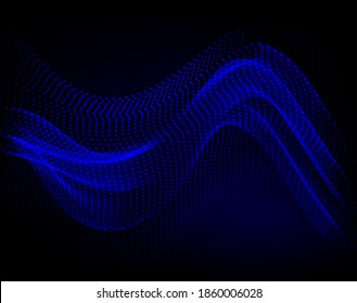 
Horizontal smooth lines blue waves with dots, dark blue background