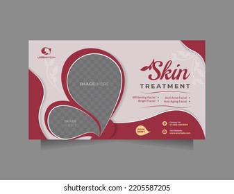 Horizontal Social Media Banner For Beauty Skin Clinic Center, Cosmetic Products, Natural Products, Medical Spa, Skin Care, Beautician. Advertising Banner For Beauty Store, Blog, Offers And Promotion