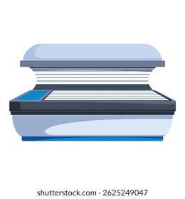 Solário horizontal com tampa aberta, pronto para sessões de bronzeamento