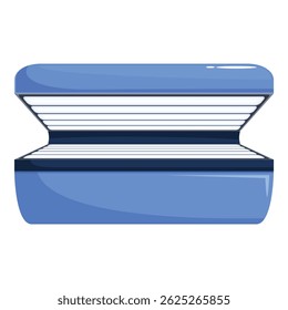Solário horizontal aberto, expondo suas poderosas lâmpadas uv, pronto para uma sessão de bronzeamento