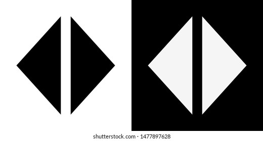 Horizontal Sorting Trangle Arrows. Glyph Icon in White and Black Version.